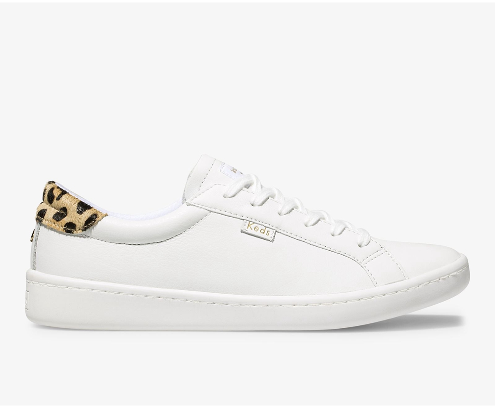 Πανινα Παπουτσια Γυναικεια - Keds Kate Spade New York Ace Δερματινα Calf Hair - Λευκα - EXLNH0924